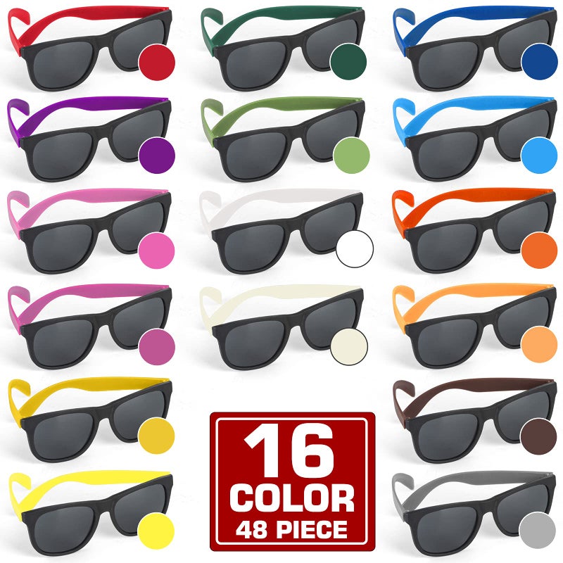 Uzoxlsn 48 Pack 16 Colors Neon Party Sunglasses 80s Retro Style Party Favors Sun Glasses Bulk for Carnival Summer Pool Toys Goody Bag Stuffers Boy and Girl Beach Party Supplies Birthday School Gift - Image 3