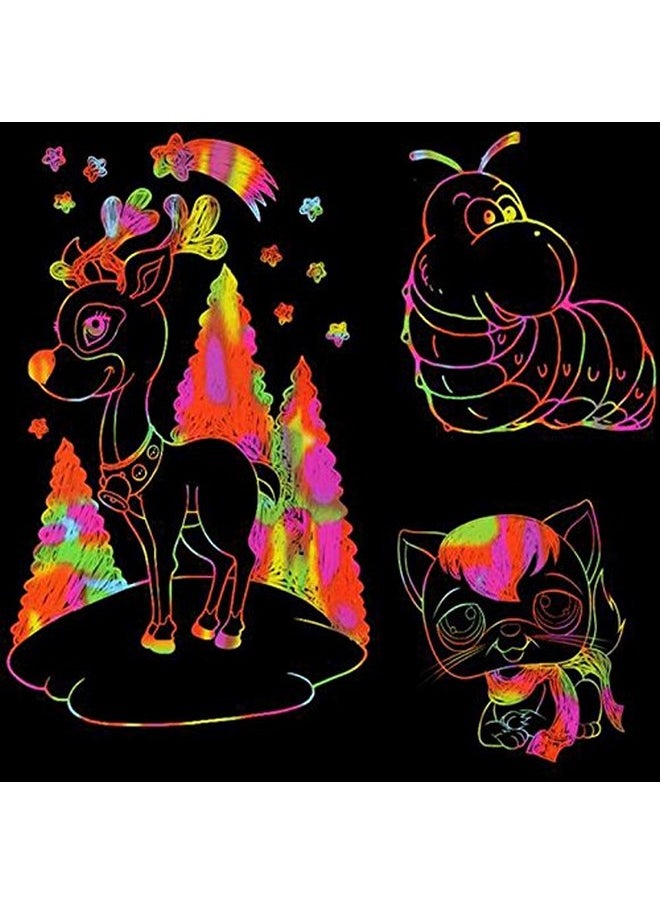 Edu Toys Edu Toys Big Size Rainbow Scratch (2 Books - 20 Pages) Paper Notes Scratch Art Activity Books 11 inch x 8 inch Scratch Magic Doodle Note Pad for Kids Arts and Crafts Perfect Travel Activity  - Image 2