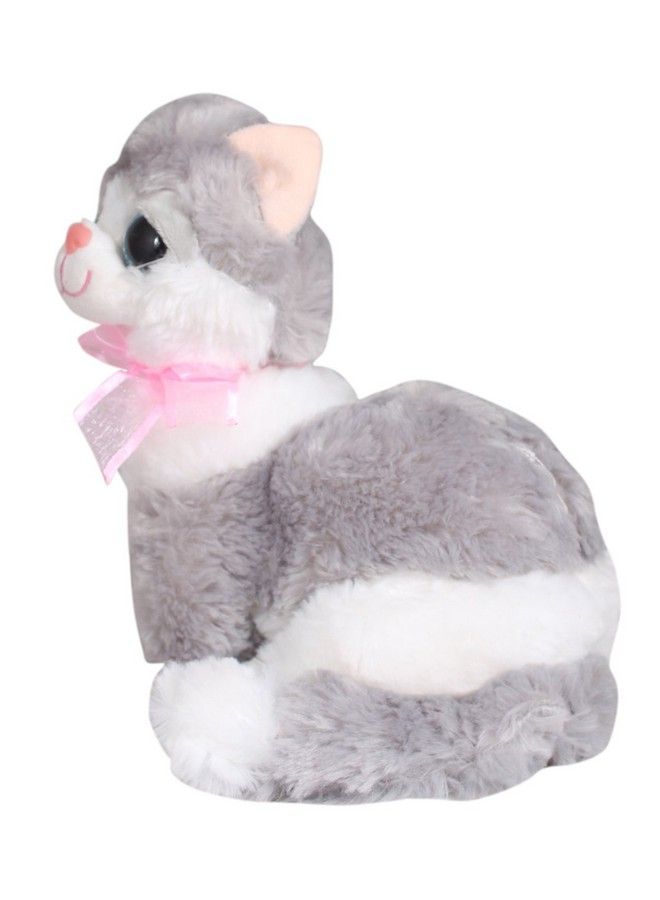 Tickles Grey Cute Little Kitten Glitter Eye Soft Toy Soft Stuffed Plush Animal Toy For Kids (Color:Grey & White Size:28 Cm) - Image 4