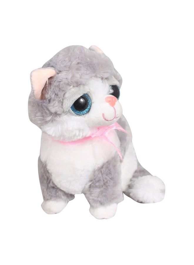 Tickles Grey Cute Little Kitten Glitter Eye Soft Toy Soft Stuffed Plush Animal Toy For Kids (Color:Grey & White Size:28 Cm) - Image 3