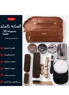 Generic 20-Piece Leather Shoe Care Kit: Shoe Polish, Brush, Shoehorn, Sheepskin Conditioning Oil, and Cleaning Tools for Polishing and Maintaining Shoes and Leather Goods  - Image 3