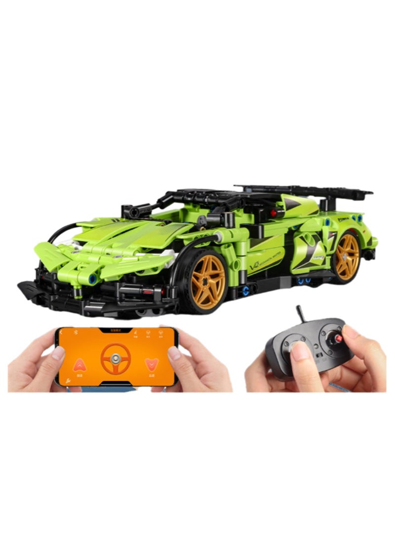 Green (Handle Remote Control + Mobile Phone Programming) Remote Control Car Building Block Set Toys, Suitable For Children Aged 8-12, Robot Building Block Set, Remote Control And App Control Car/Robot, Remote Control Car Toy Set, Suitable For Boys And Girls, 514pcs  - Image 1