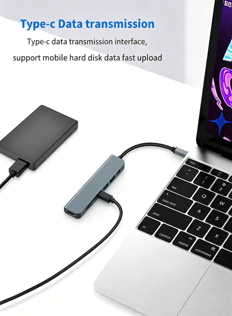 محول USB-C 7 في 1 من Newmight، مع منفذ HDMI بدقة 4K، ومنفذي USB 3.0، وشحن بقدرة 100W PD، وسرعة عالية تصل إلى 5Gbps، وقارئ بطاقات SD/TF، ومحول USB-C إلى HDMI، متوافق مع MacBook Air/Pro و iPad وأجهزة USB-C الأخرى - Image 3