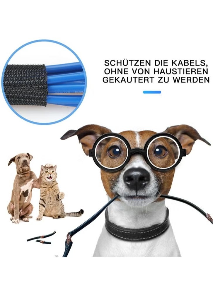 غلاف كابل مضفر قابل للتعديل، غلاف إدارة الأسلاك مخفي لطاولة التلفزيون، غلاف كابل الكمبيوتر مع منظم وواقي للأسلاك مقاوم للهب، 3 أمتار/9.84 قدم، أسود - Image 5