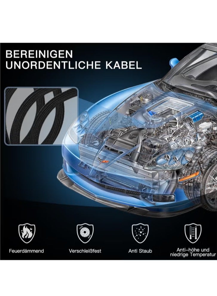 غلاف كابل مضفر قابل للتعديل، غلاف إدارة الأسلاك مخفي لطاولة التلفزيون، غلاف كابل الكمبيوتر مع منظم وواقي للأسلاك مقاوم للهب، 3 أمتار/9.84 قدم، أسود - Image 3