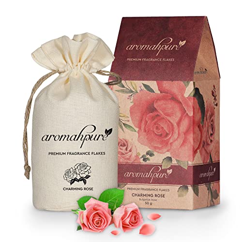 Aromahpure Premium Car Perfume Flakes - Charming Rose- Bulgarian Rose, Luxury Car Air Freshener made Organically with Essential Oil, Grains, and Flakes- 50Gms, Last Upto 30 days, IFRA certified - Image 1