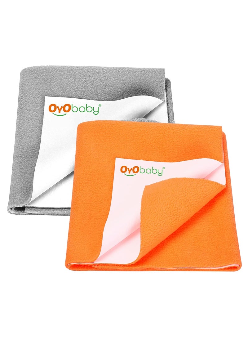 OYO BABY - OYO BABY - Waterproof Baby Bed Protector Dry Sheets for New Born Babies - Reusable Mats - Cot & Bassinet Gift Pack -Small 70x50-(Grey + Peach) - Image 1