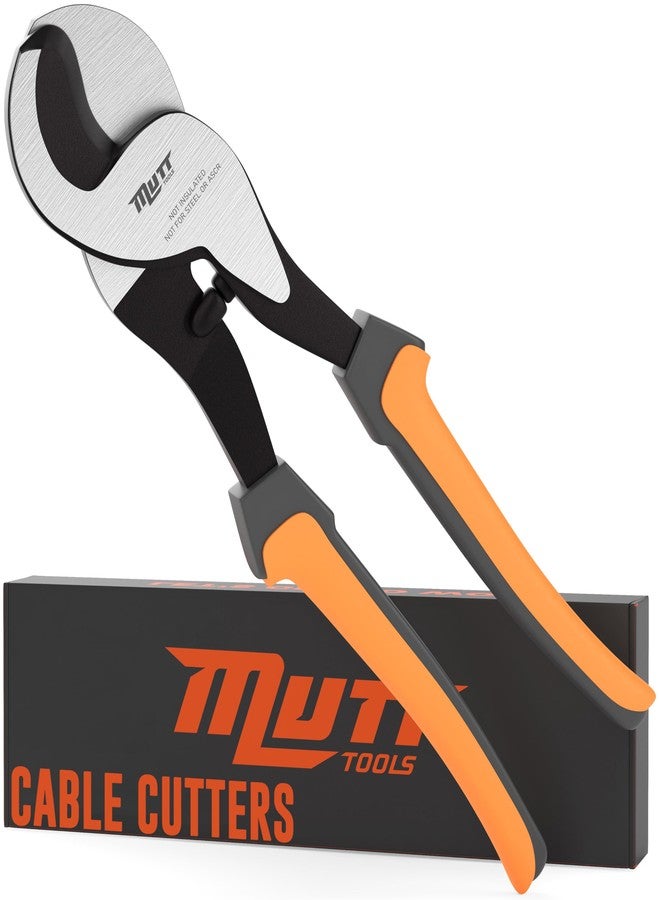 AMERICAN MUTT TOOLS قواطع كابلات متينة مقاس 10 بوصات من Mutt Tools للأسلاك الكهربائية - مقصات كابلات احترافية للنحاس والألومنيوم - تقطع حتى سلك 2/0 - قاطع كابلات بمقبض مريح - Image 1