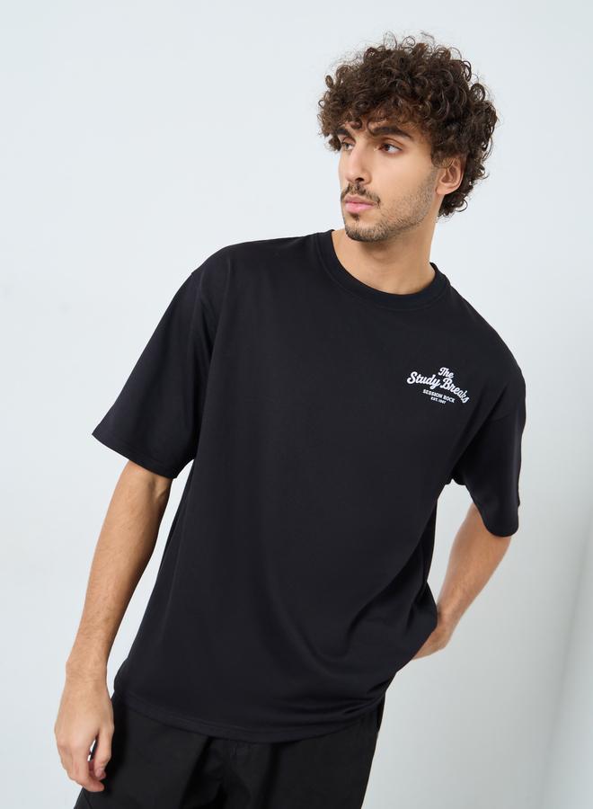 Styli Black Graphic Print Oversized T-Shirt - Image 3