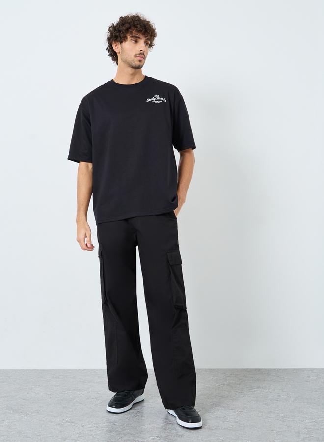 Styli Black Graphic Print Oversized T-Shirt - Image 2