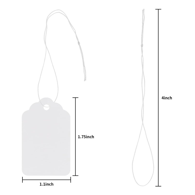Cuttte White Price Tags with String - Cuttte 1000PCS Pre-Strung Paper String Tags for Pricing, Hanging Garage/Yard Sale Clothing Jewelry Merchandise for Labeling 1.75 x 1.1 Inch - Image 3