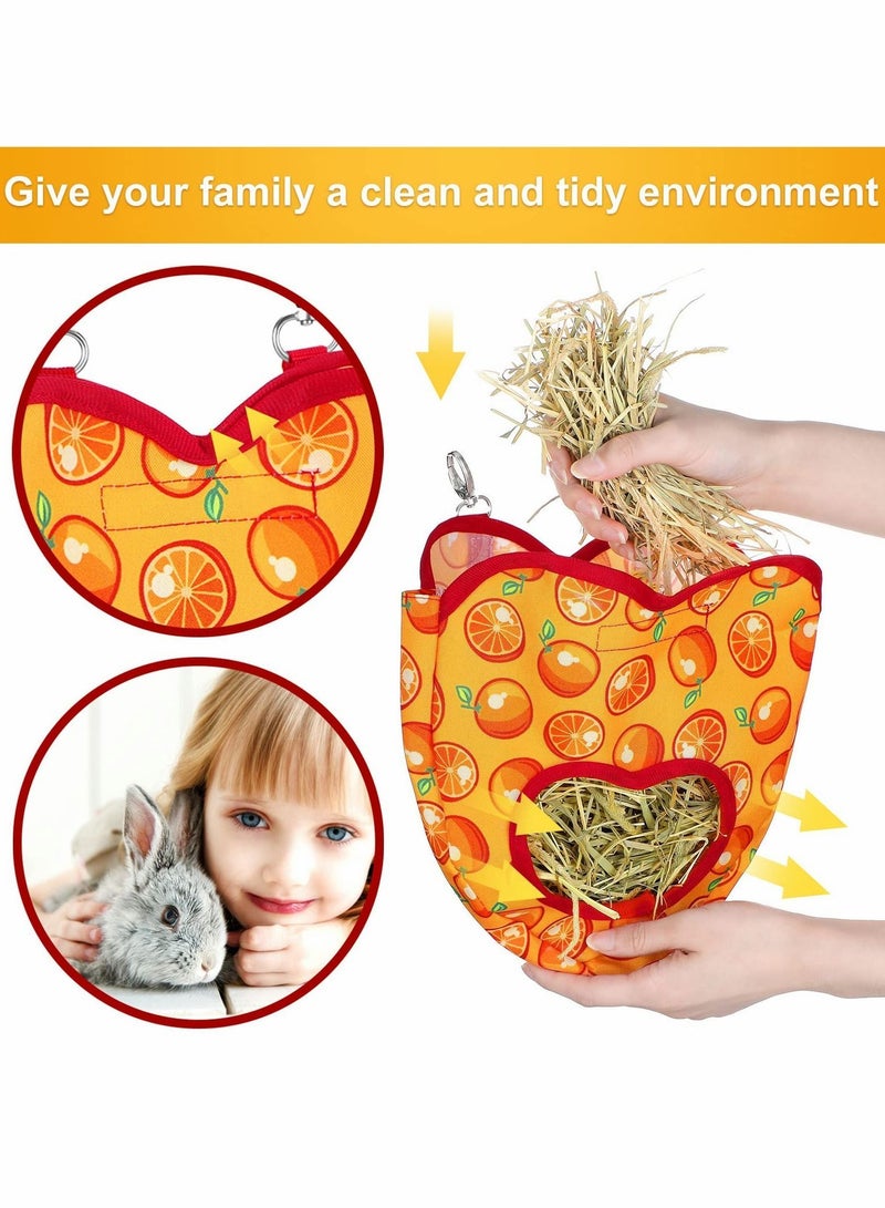 Y&D Hay Bag Rabbit Feeding Small Animal Feeder Hanging Sack Storage with 2 Holes for Chinchilla Hamsters Pets (Watermelon Orange) Pieces - Image 5