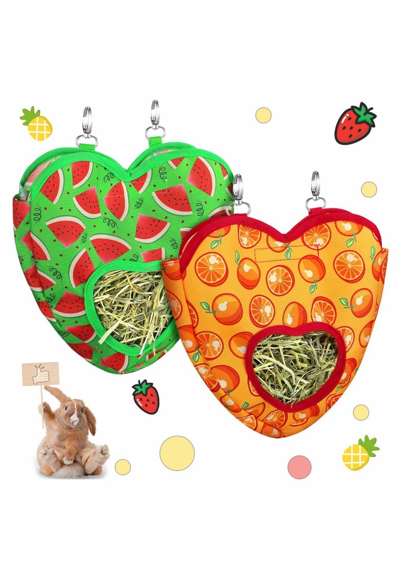Y&D Hay Bag Rabbit Feeding Small Animal Feeder Hanging Sack Storage with 2 Holes for Chinchilla Hamsters Pets (Watermelon Orange) Pieces - Image 1