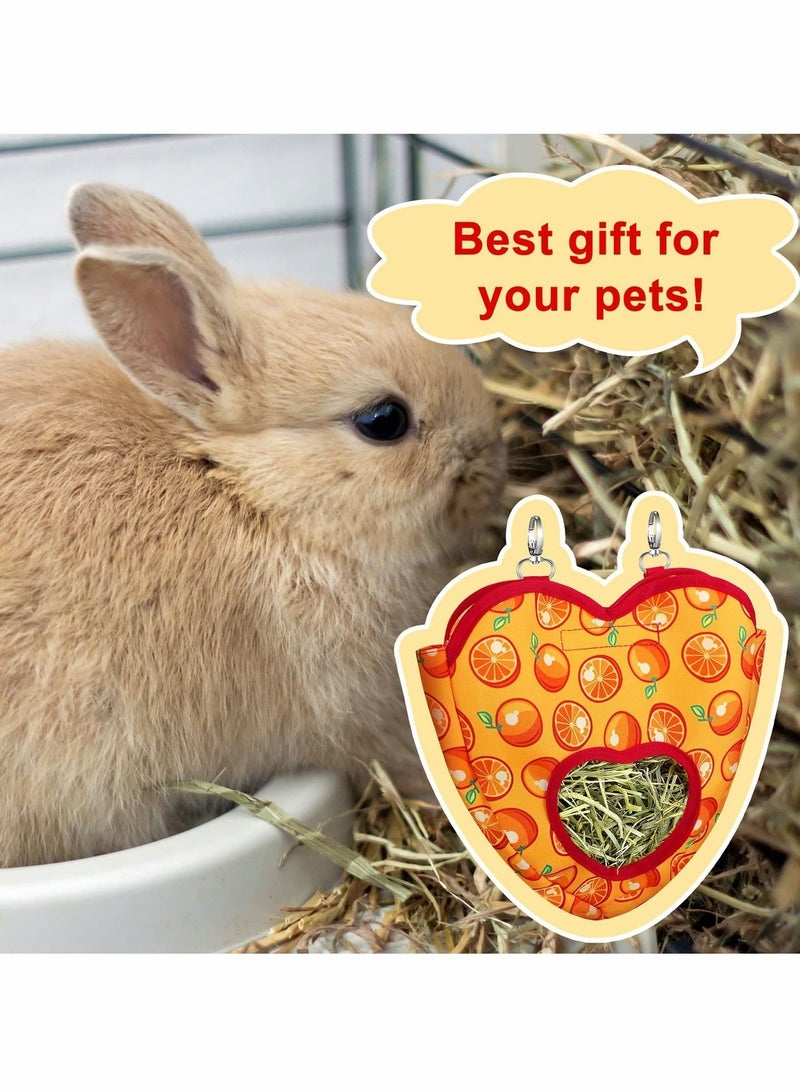 Y&D Hay Bag Rabbit Feeding Small Animal Feeder Hanging Sack Storage with 2 Holes for Chinchilla Hamsters Pets (Watermelon Orange) Pieces - Image 2