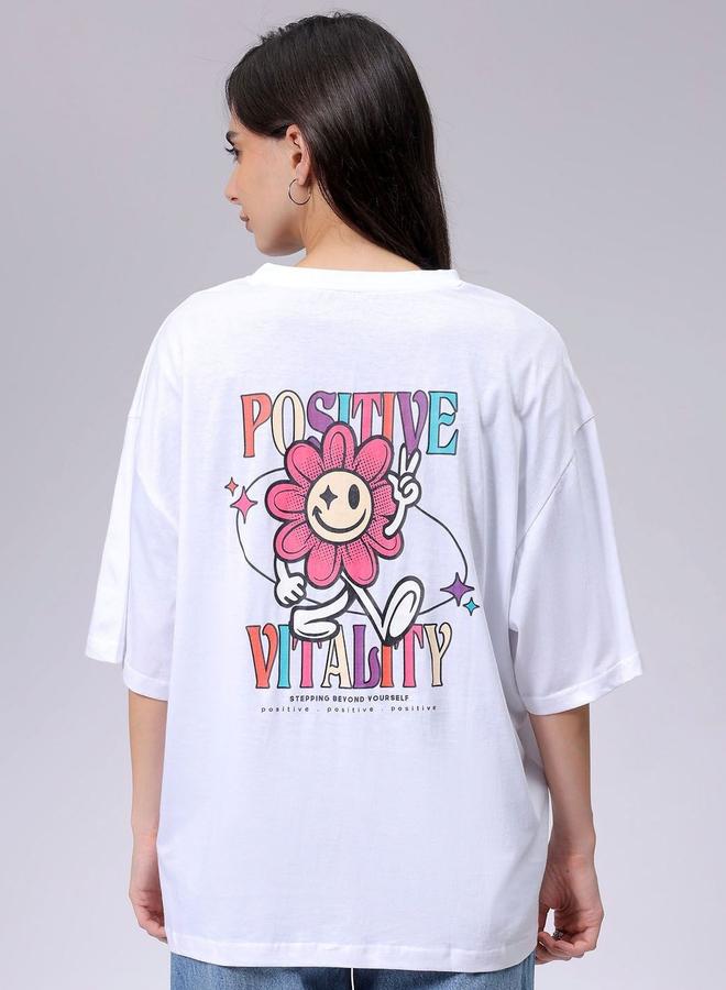 مرفوعة تيشيرت واسع بطبعة خلفية جرافيك - Image 1