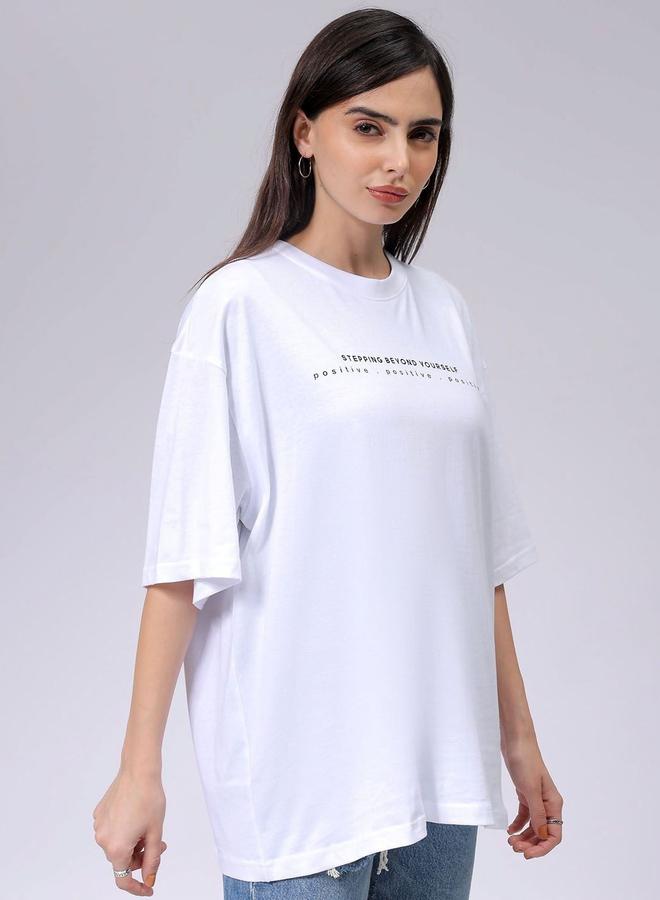 مرفوعة تيشيرت واسع بطبعة خلفية جرافيك - Image 5