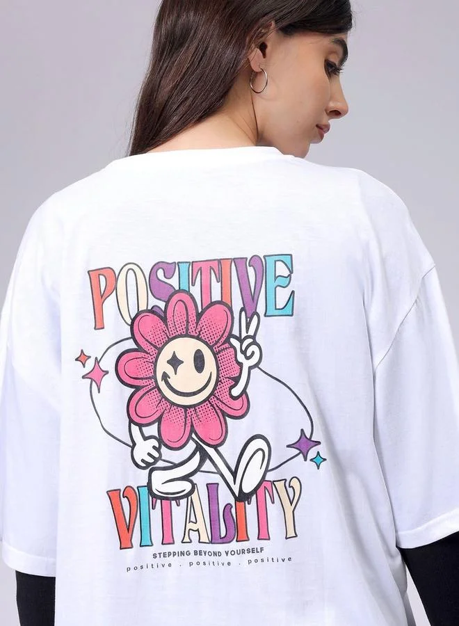 Freehand Freehand Women White Oversized Back Graphic T-Shirt
