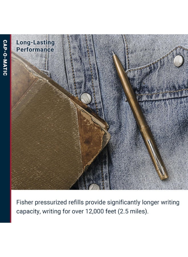 Fisher Space Pen Brass Alloy Cap-O-Matic Pen, Ballpoint, Polished Brass, Black Ink, Gift Box - Image 3