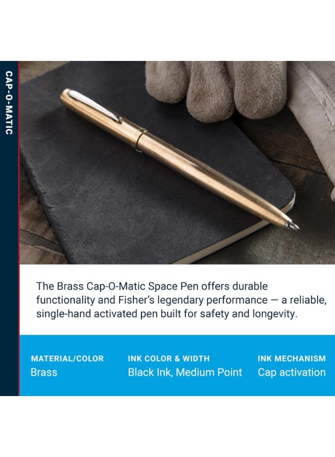Fisher Space Pen Brass Alloy Cap-O-Matic Pen, Ballpoint, Polished Brass, Black Ink, Gift Box - Image 2