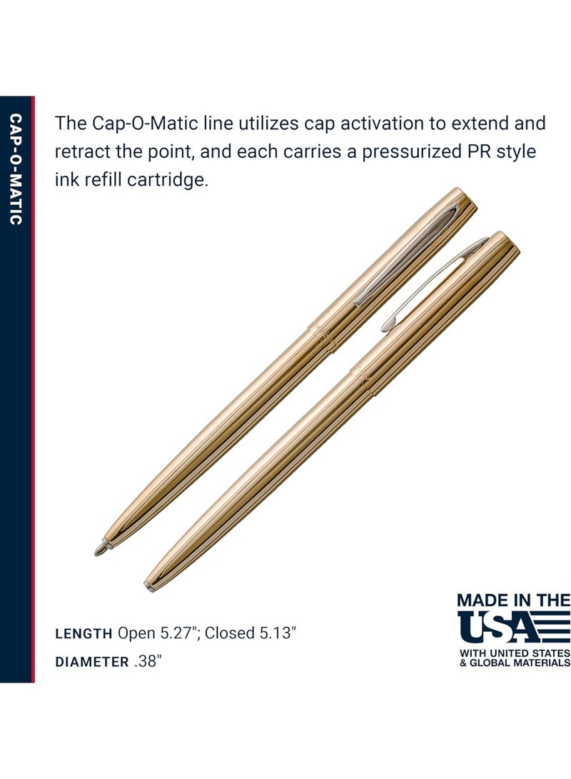 Fisher Space Pen Brass Alloy Cap-O-Matic Pen, Ballpoint, Polished Brass, Black Ink, Gift Box - Image 4