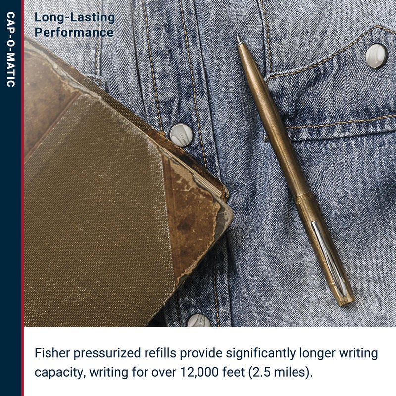 FISHER قلم فيشر سبيس بن بغطاء من سبيكة النحاس، قلم كروي، نحاس مصقول، حبر أسود، علبة هدايا - Image 4