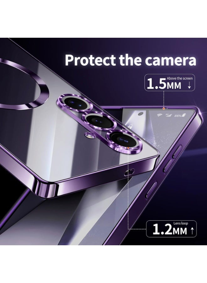 Magnetic Clear Case for Samsung Galaxy S26 Plus with Camera Lens Protector Magsafe Compatible Electroplated Soft TPU Shockproof Case for Samsung Galaxy S26 Plus - Image 4