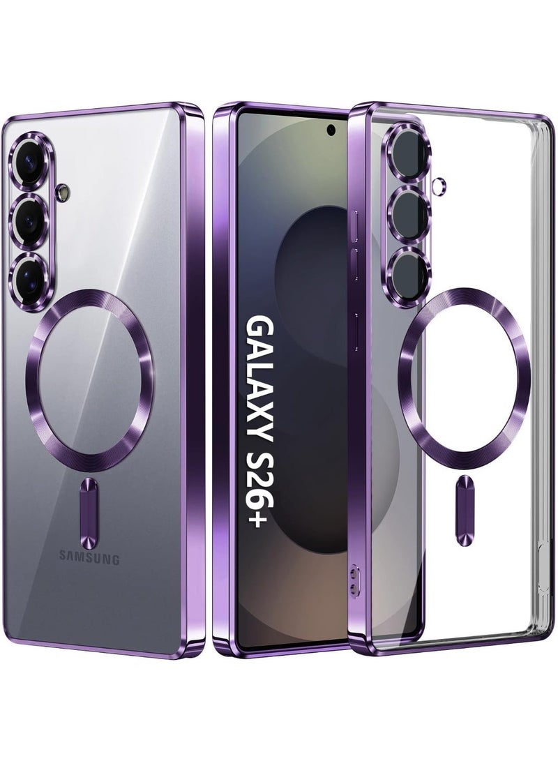 Magnetic Clear Case for Samsung Galaxy S26 Plus with Camera Lens Protector Magsafe Compatible Electroplated Soft TPU Shockproof Case for Samsung Galaxy S26 Plus - Image 1
