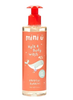 mini-u Tropical Berries Hair & Body Wash for Children - Yellow, Suitable from Newborn, Made in the UK, Naturally Derived Ingredients, Vegan-Friendly, Gentle and Nourishing for Sensitive Skin  - Image 1