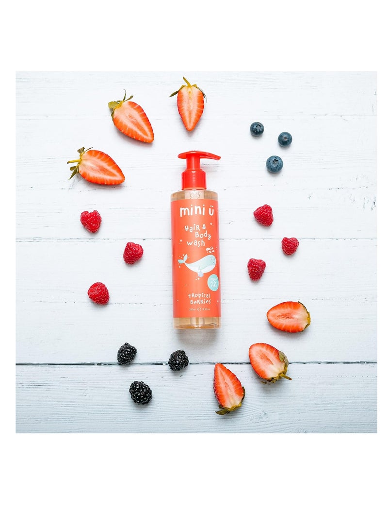 Mini U Tropical Berries Hair & Body Wash for Children - Yellow, Suitable from Newborn, Made in the UK, Naturally Derived Ingredients, Vegan-Friendly, Gentle and Nourishing for Sensitive Skin - Image 5