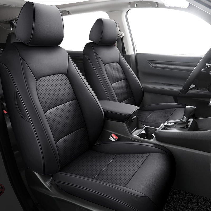 HKZ Fit CRV Car Seat Covers Full Set for Honda CRV 2015 2016 CRV SportEXEXLLXTouringSpecial Edition AWD2WD Leather Black