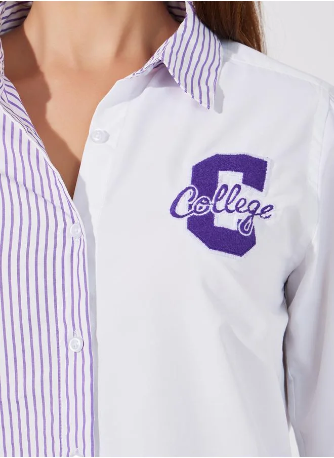 ستايلي Striped Regular Fit Shirt with Badge Detail