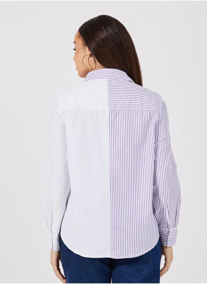 ستايلي Striped Regular Fit Shirt with Badge Detail