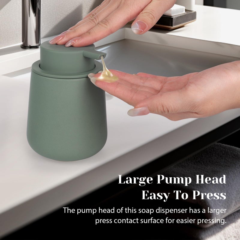 Ingofin Ceramic Lotion Dispenser - 12Oz Refillable Hand Soap Dispenser Bathroom  Modern Liquid Soap Dispenser With Pump  Dish Soap Dispenser For Kitchen  Matte Green - Image 4