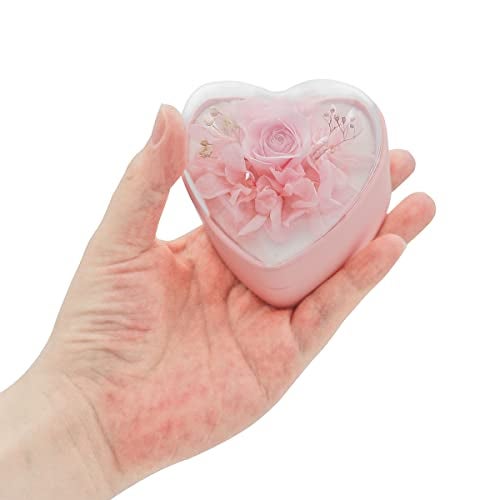 Hsiwto Preserved Flower Rose Ring Box, Heart Shape Velvet Jewelry Box for Valentine's Day Mother's Day Wedding Anniversary Birthday Gift, Pink - Image 5