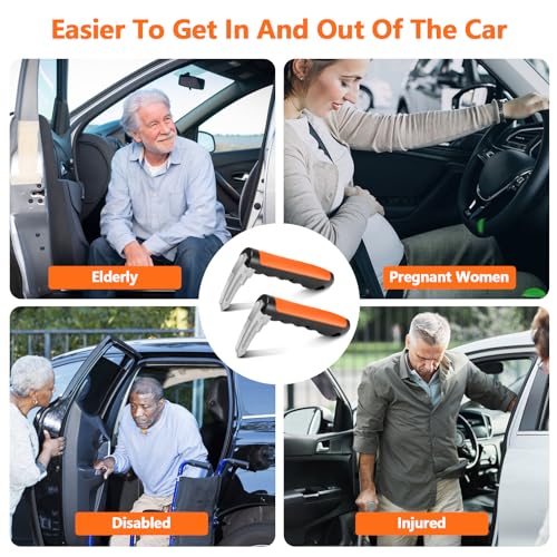 Kaiedos Car Door Handle for Elderly - 2025 New 3-in-1 Car Handle Assist, 2 Pack Auto Cane Portable Vehicle Support Handle Door Assist Bar, Max Load 500 Lbs, Anti-Slip Design (Orange-2-Pack Car Handle) - Image 5