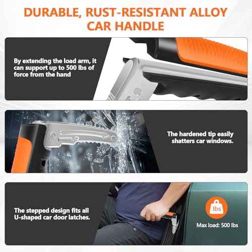 Kaiedos Car Door Handle for Elderly - 2025 New 3-in-1 Car Handle Assist, 2 Pack Auto Cane Portable Vehicle Support Handle Door Assist Bar, Max Load 500 Lbs, Anti-Slip Design (Orange-2-Pack Car Handle) - Image 3
