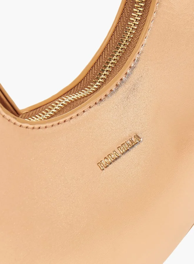 Flora Bella By Shoexpress Womens Solid Shoulder Bag With Zip Closure And Embellished Strap