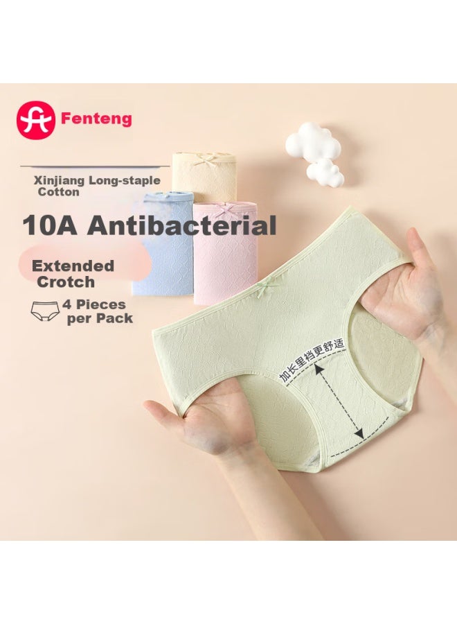 Fenton Fenteng Women'S Underwear 10A Antibacterial Pure Cotton 4-Pack New Style Extended Crotch Breathable Comfort Women'S Panties - Image 1