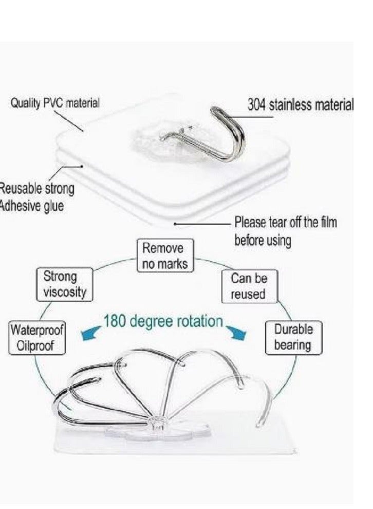 Heavy Duty Wall Hooks Transparent 20-Piece - Image 3