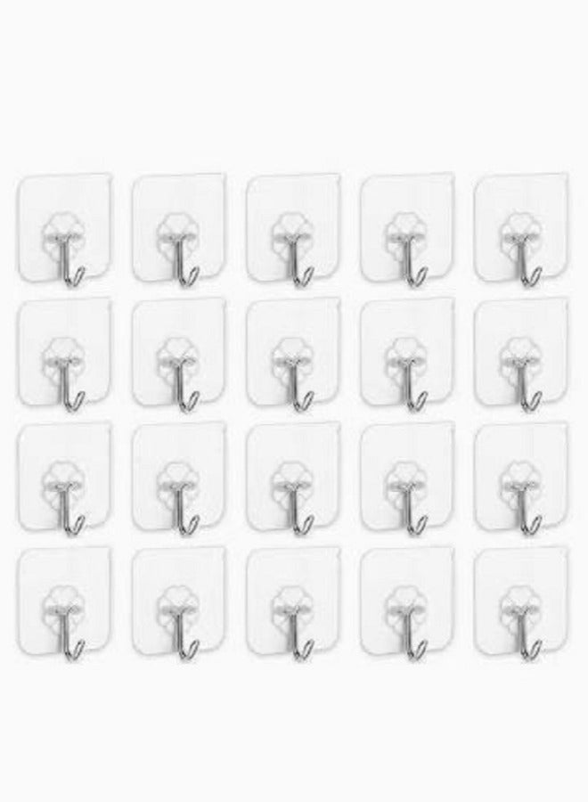 Heavy Duty Wall Hooks Transparent 20-Piece - Image 1