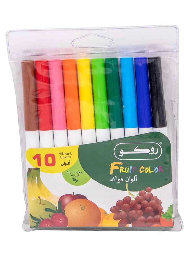 ROCO 10 Pieces Washable Fruit Color Pens Set Multicolour - Image 3