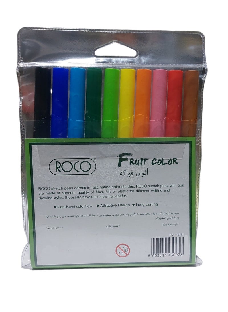 ROCO 10 Pieces Washable Fruit Color Pens Set Multicolour - Image 2