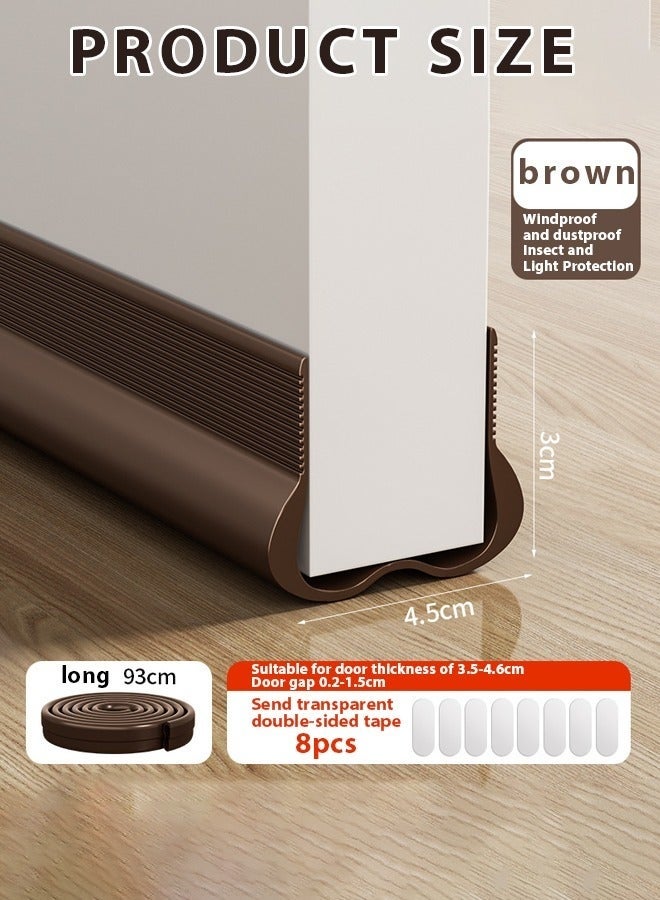 Draft Stoppers,Door Seal,door gap windbreak strip,Door Sweep for Exterior & Interior Doors, door frame, glass door, weatherproof door bottom gap strip,Noise reduction sealing strip ,Bedroom door silent,installs Quickly and Easily,93*4.5*3cm(Brown) - Image 2