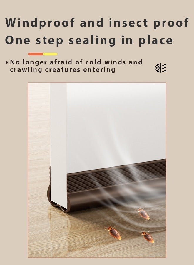 Draft Stoppers,Door Seal,door gap windbreak strip,Door Sweep for Exterior & Interior Doors, door frame, glass door, weatherproof door bottom gap strip,Noise reduction sealing strip ,Bedroom door silent,installs Quickly and Easily,93*4.5*3cm(Brown) - Image 5