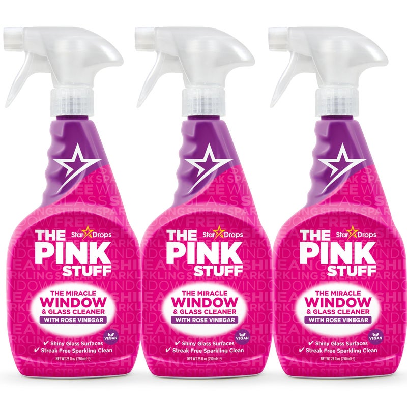 Stardrops - The Pink Stuff - The Miracle Window & Glass Cleaner with Rose Vinegar 3-Pack Bundle (3 Window & Glass Cleaner) - Image 1