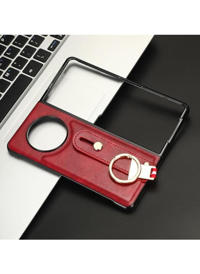 General Compatible with Tecno Phantom V Fold Shockproof Wristband Ring Bracket Back Cover For Phantom V Fold Protective Leather Phone Case (Red)  - Image 4