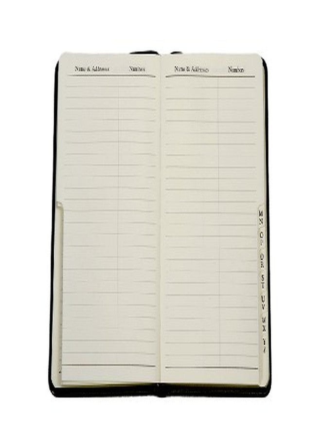 Graphic Image 5 Inch Leather Bound Pocket Address Book, Genuine Calfskin Leather, 750 Entries, Black - Image 2