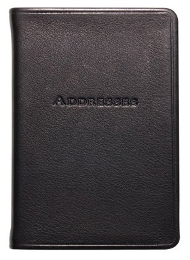 Graphic Image 5 Inch Leather Bound Pocket Address Book, Genuine Calfskin Leather, 750 Entries, Black - Image 1