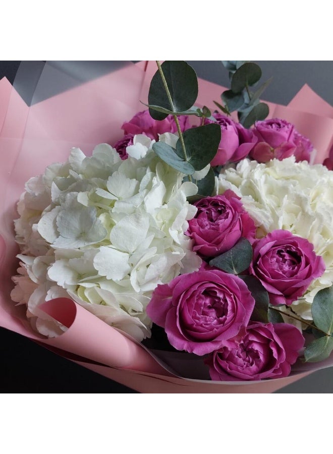 Carmel Flowers Hydrangea With Bush Roses Bouquet - Image 4