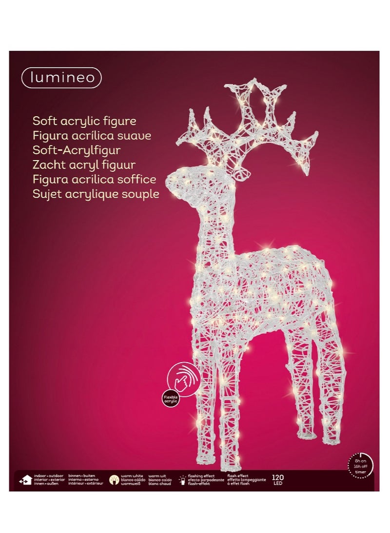 Kaemingk Christmas Led Reindeer Soft Acrylic Reindeer Transparent Warm White 116Cm - Image 3